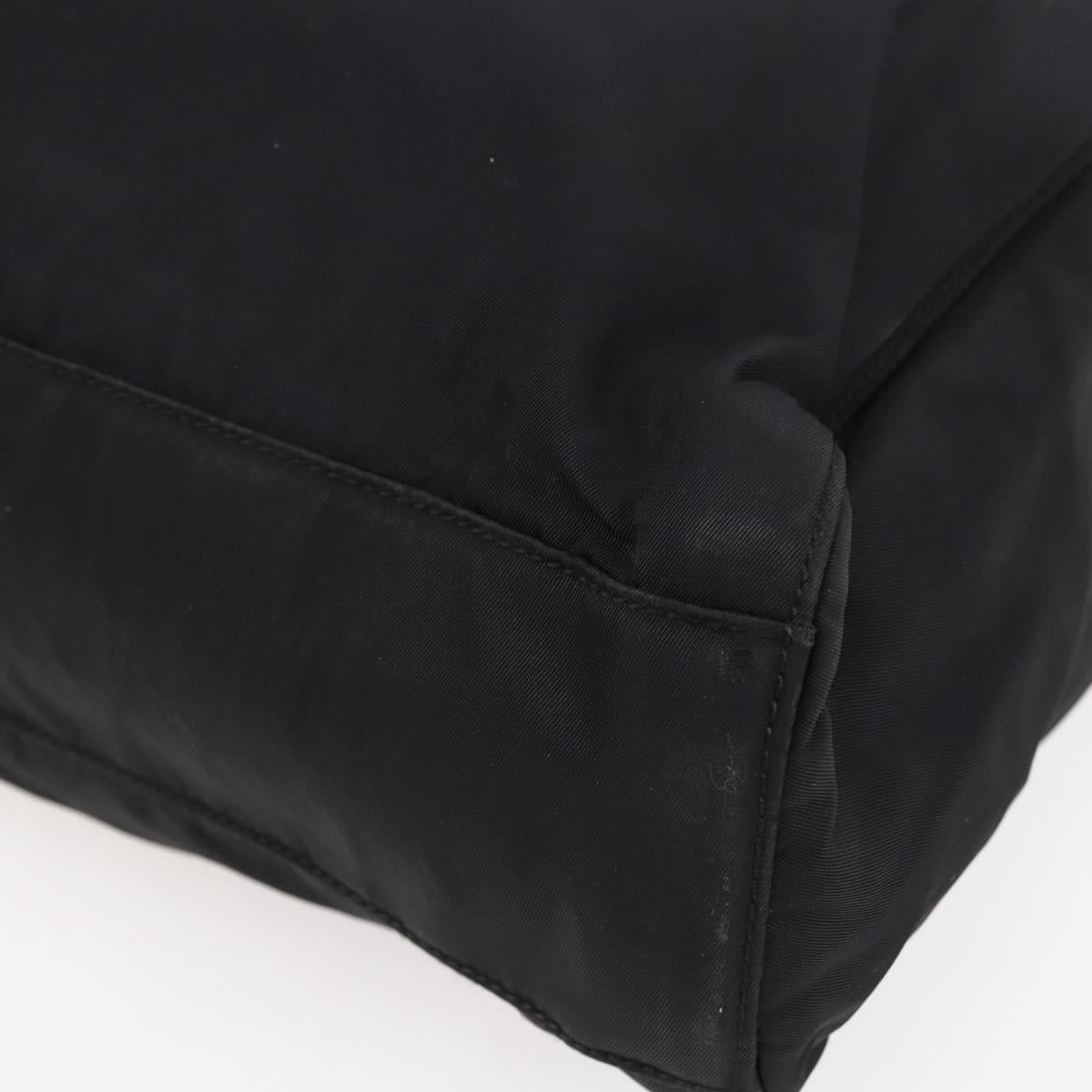 PRADA Hand Bag Nylon Black Silver Auth 145124