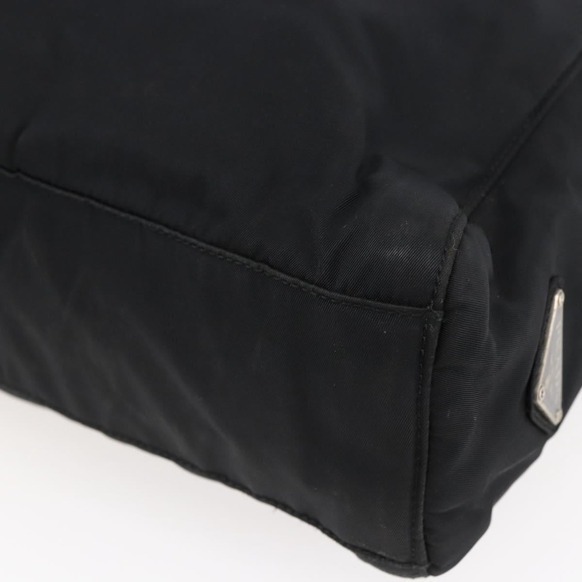 PRADA Hand Bag Nylon Black Silver Auth 145124