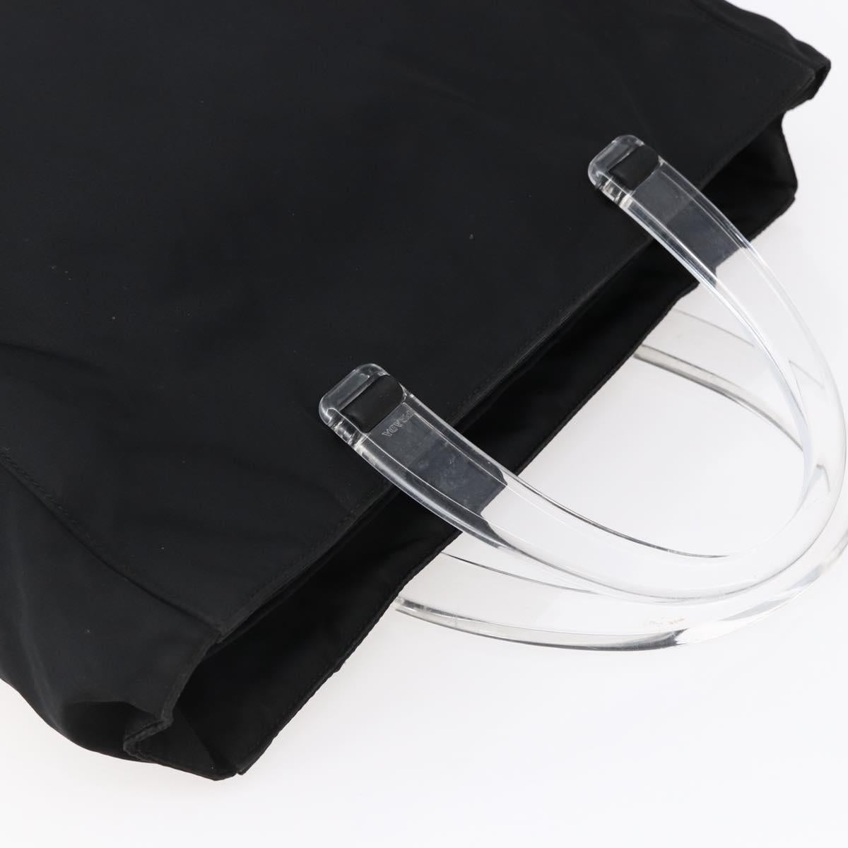 PRADA Hand Bag Nylon Black Silver Auth 145124