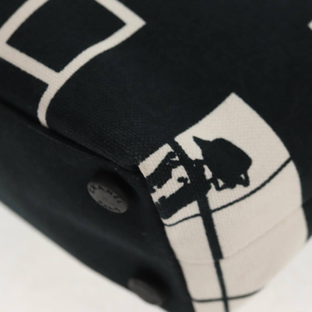 CHANEL Tote Bag Canvas Black Gold CC Auth 145125V