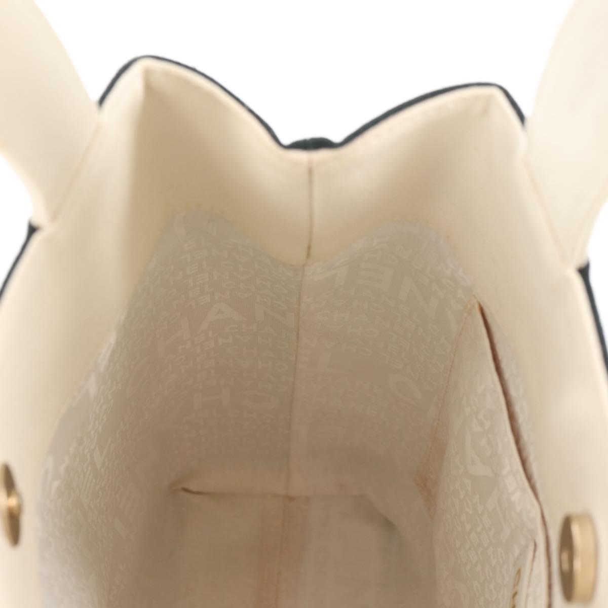 CHANEL Tote Bag Canvas Black Gold CC Auth 145125V