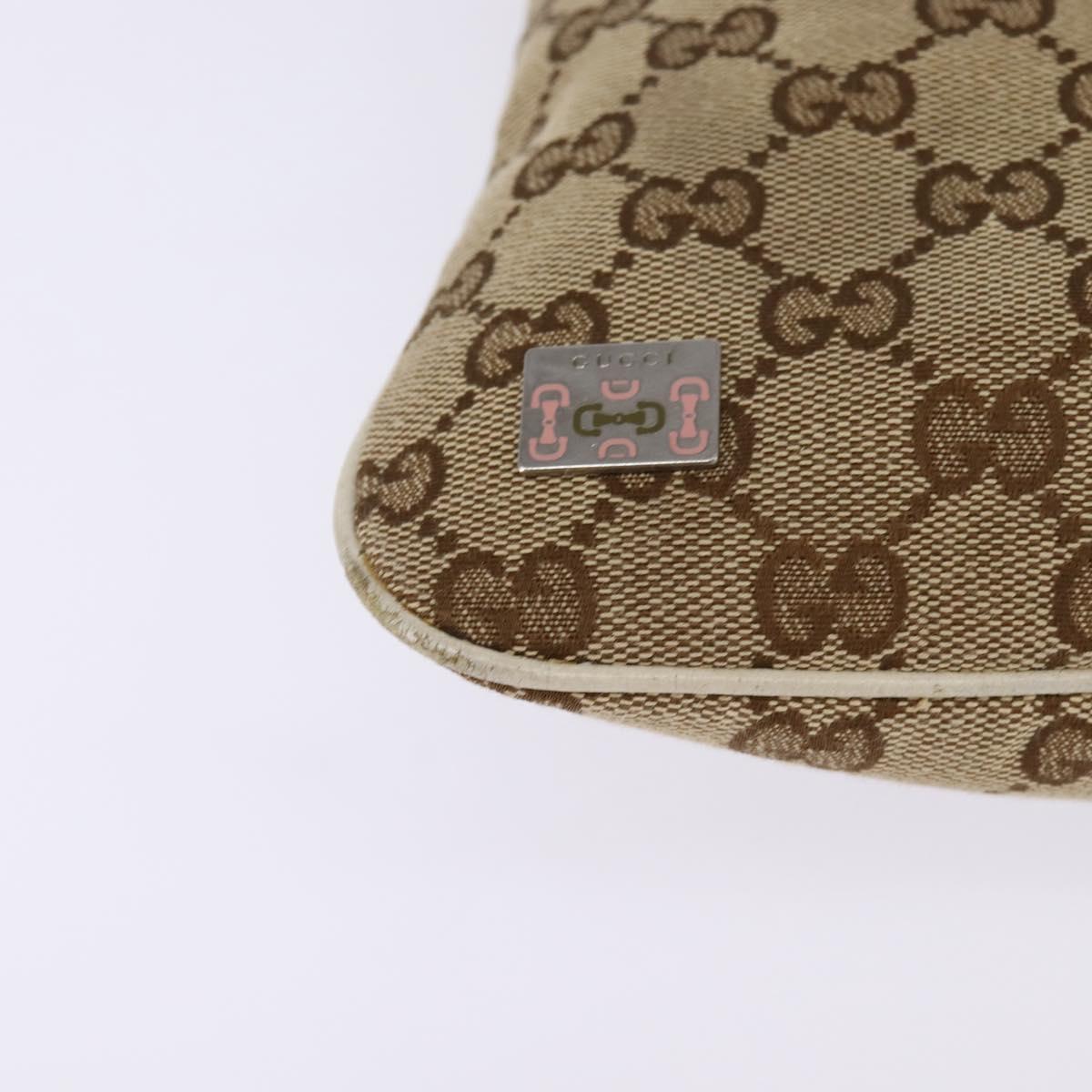 GUCCI GG Canvas Shoulder Bag Beige Silver 145809 Auth 145127