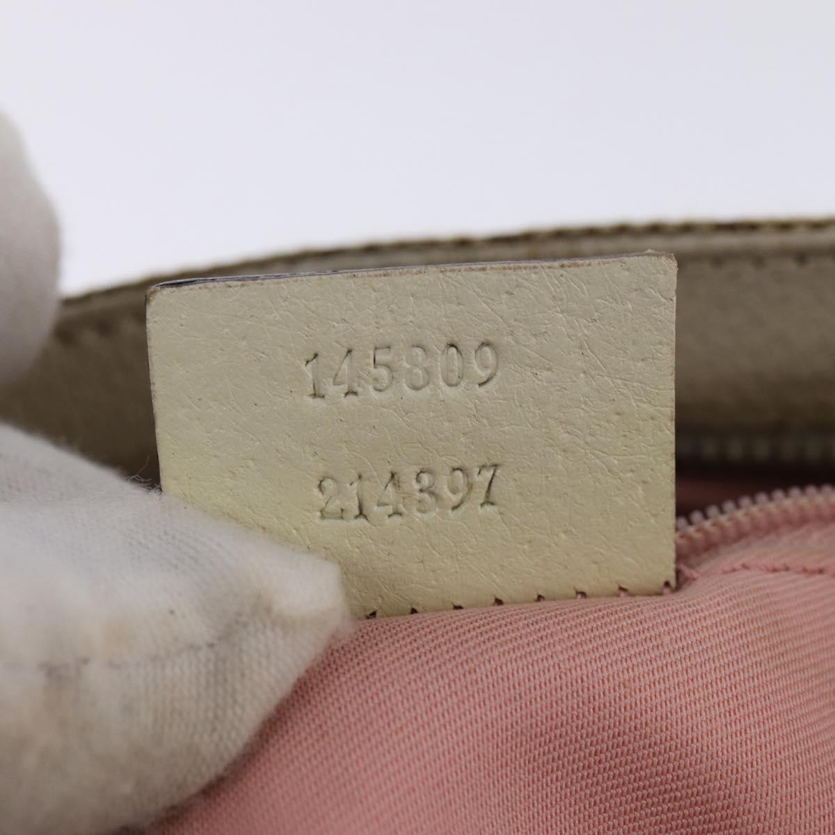 GUCCI GG Canvas Shoulder Bag Beige Silver 145809 Auth 145127