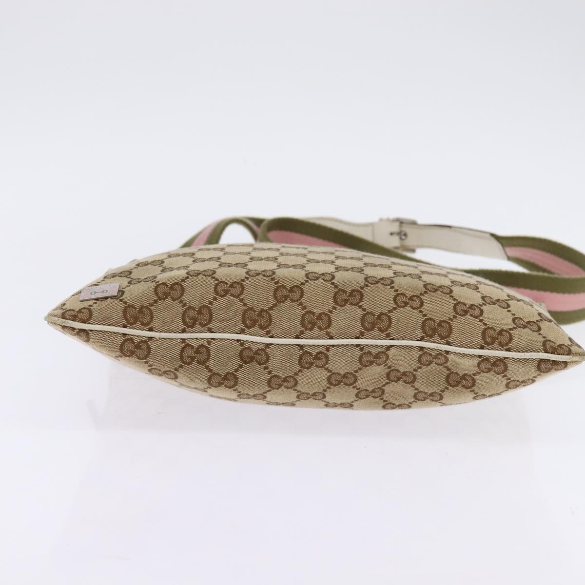 GUCCI GG Canvas Shoulder Bag Beige Silver 145809 Auth 145127