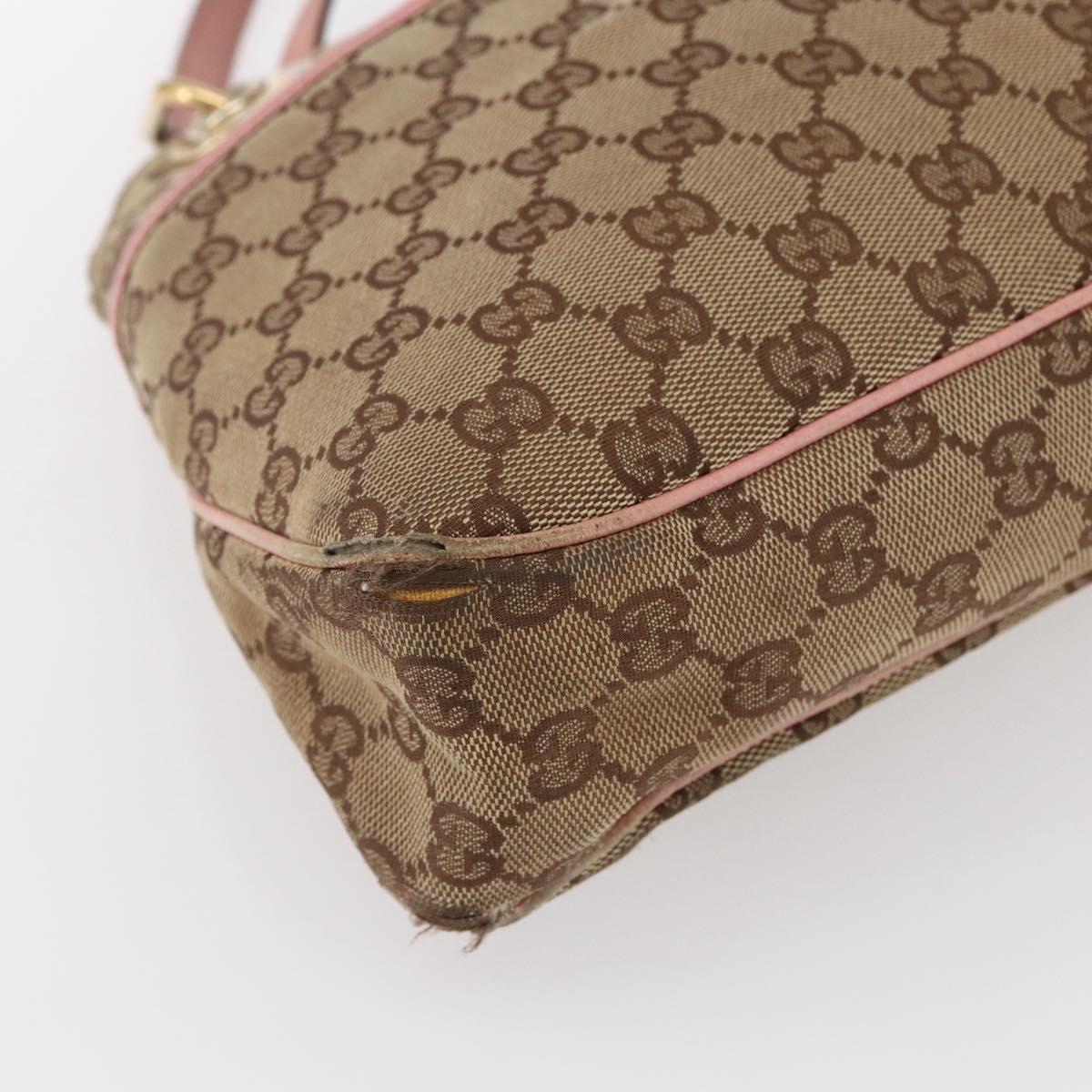 GUCCI GG Canvas Tote Bag Beige Gold 121023 Auth 145129