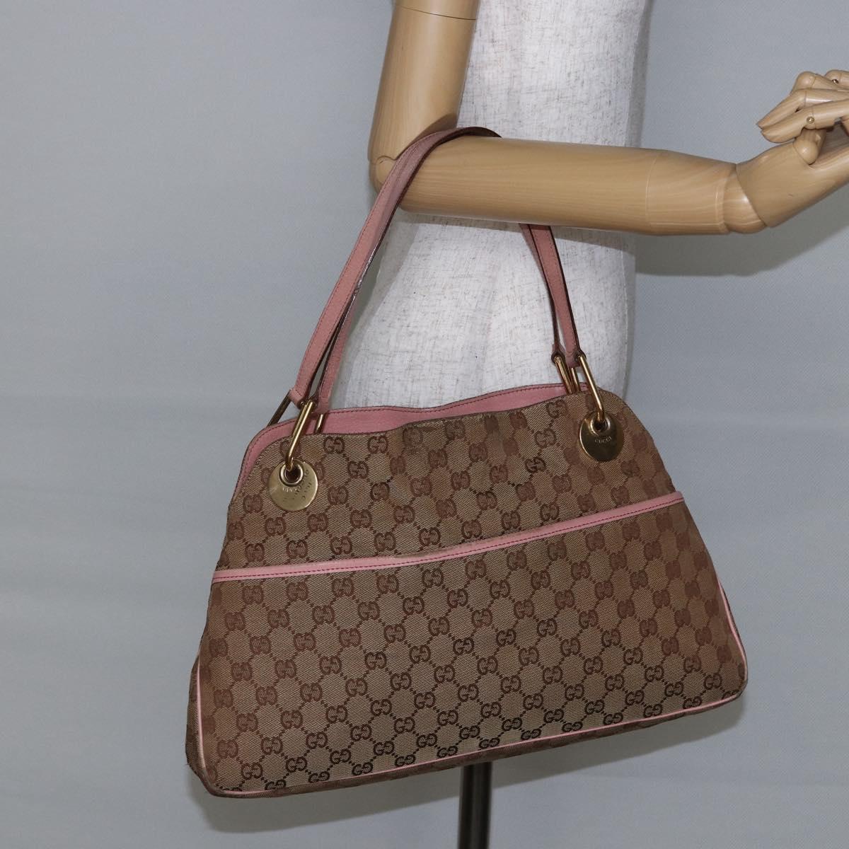 GUCCI GG Canvas Tote Bag Beige Gold 121023 Auth 145129