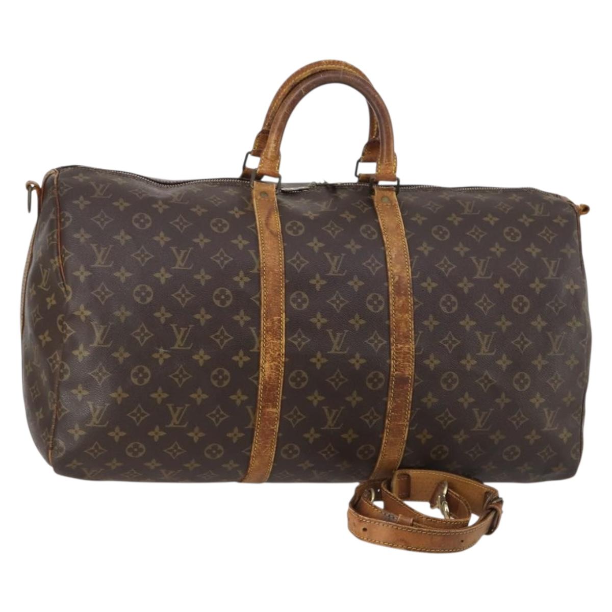 LOUIS VUITTON Monogram Keepall Bandouliere 55 Boston Bag M41414 LV Auth 145145