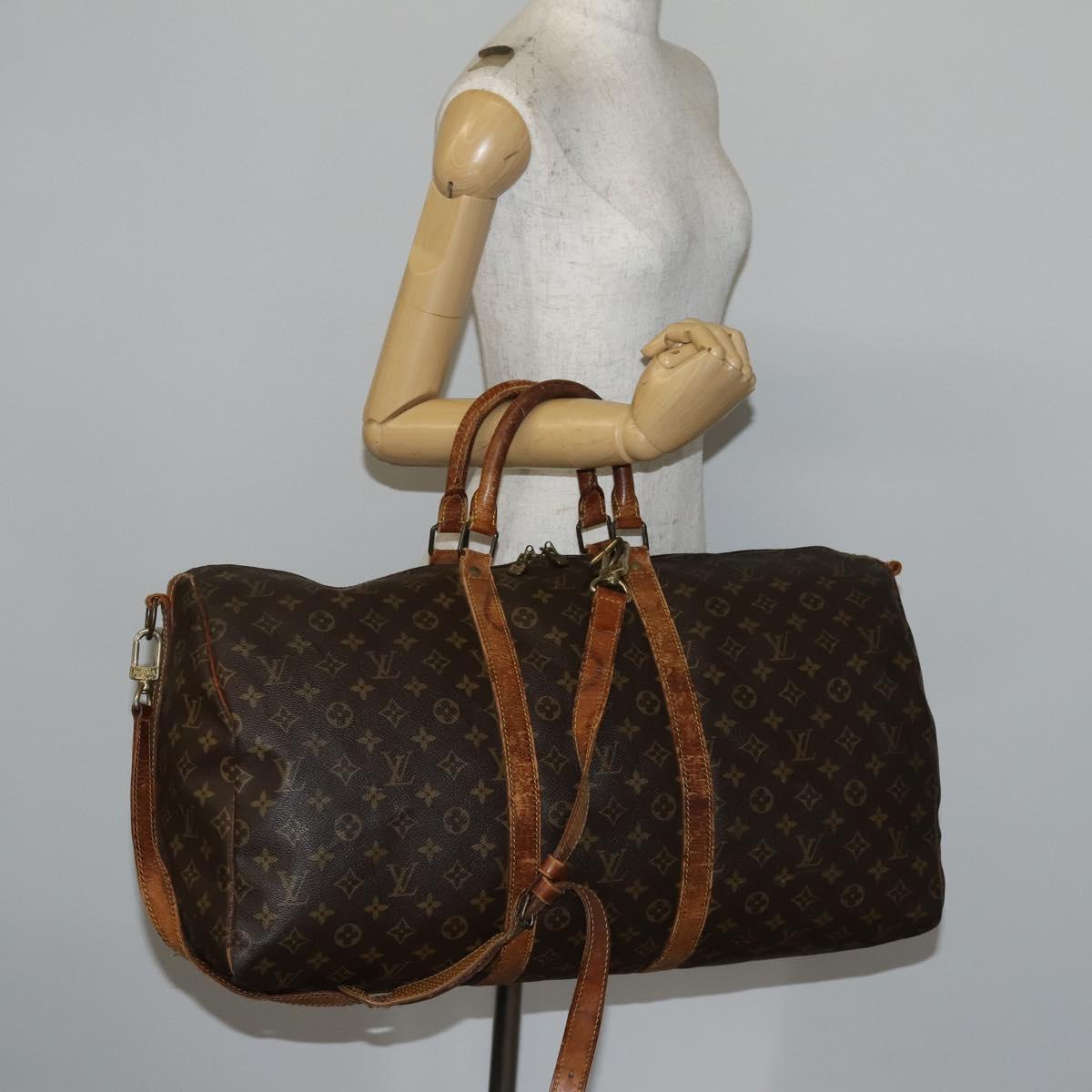 LOUIS VUITTON Monogram Keepall Bandouliere 55 Boston Bag M41414 LV Auth 145145