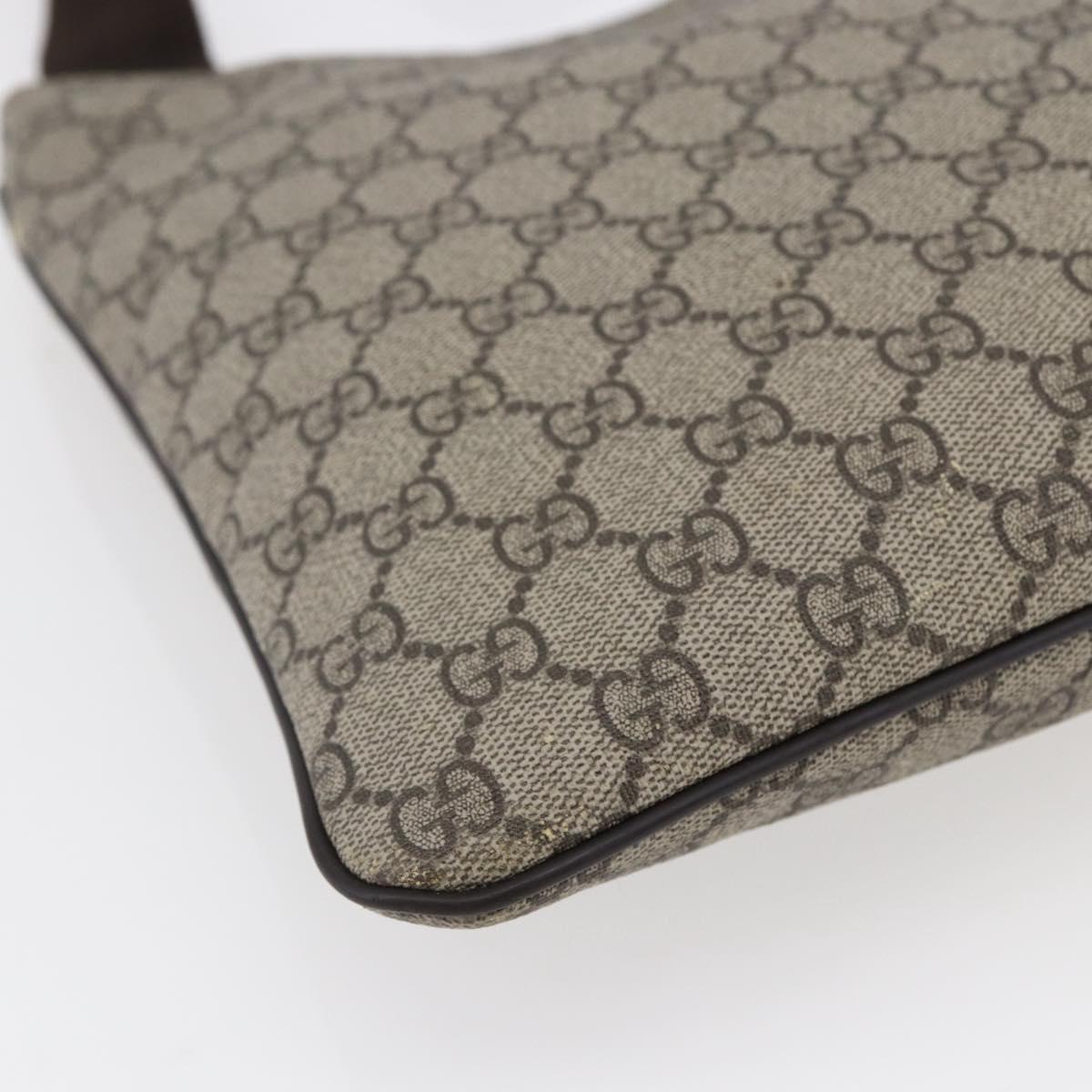 GUCCI GG Supreme Shoulder Bag PVC Beige Gold 201446 Auth 145148