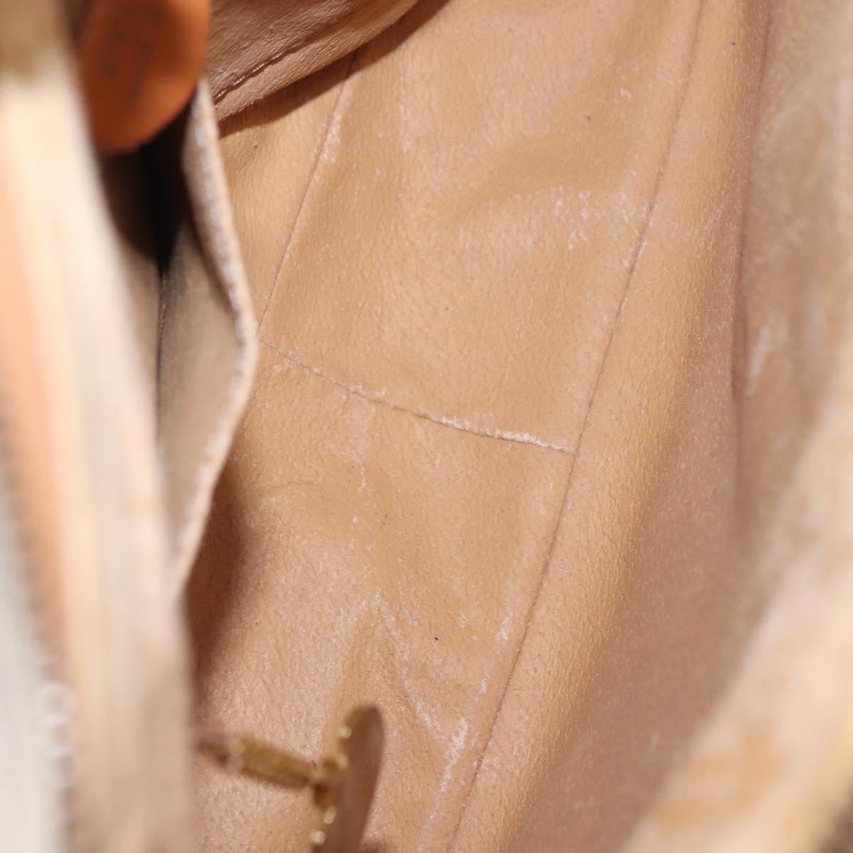 CELINE Macadam Canvas Shoulder Bag PVC Beige Gold Auth 145149