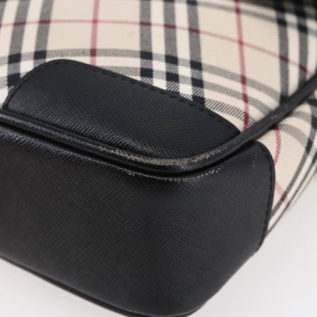 BURBERRY Nova Check Shoulder Bag Canvas Leather Beige Silver Auth 145153