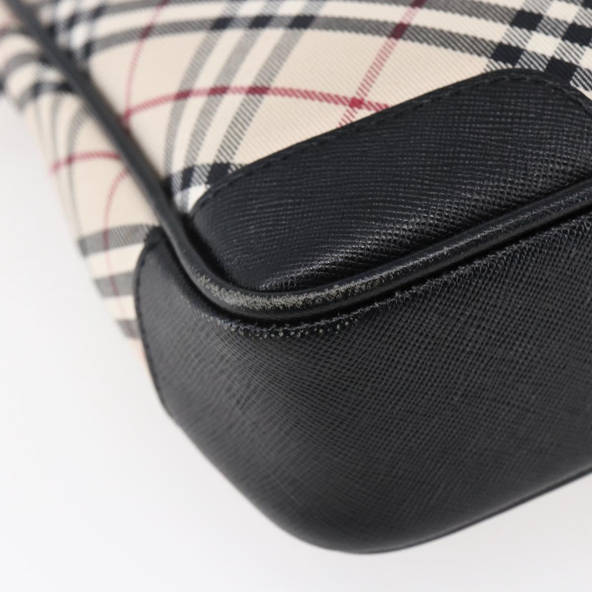 BURBERRY Nova Check Shoulder Bag Canvas Leather Beige Silver Auth 145153