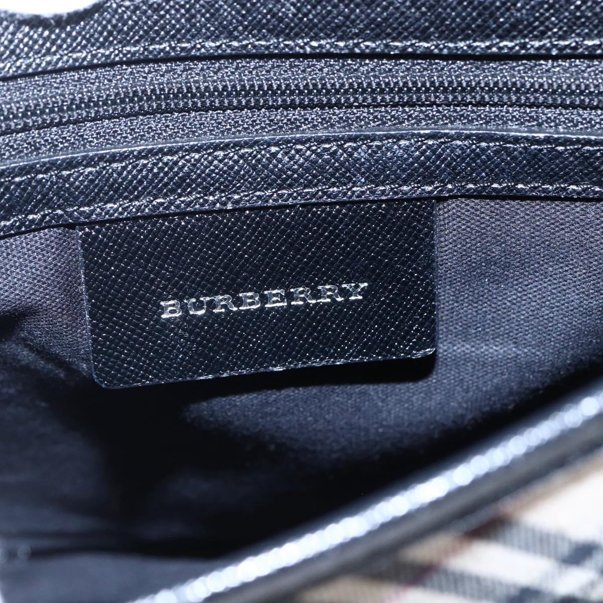 BURBERRY Nova Check Shoulder Bag Canvas Leather Beige Silver Auth 145153