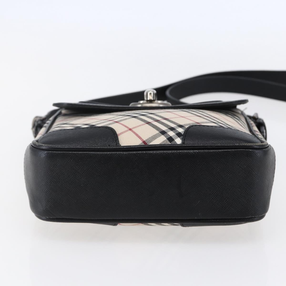 BURBERRY Nova Check Shoulder Bag Canvas Leather Beige Silver Auth 145153