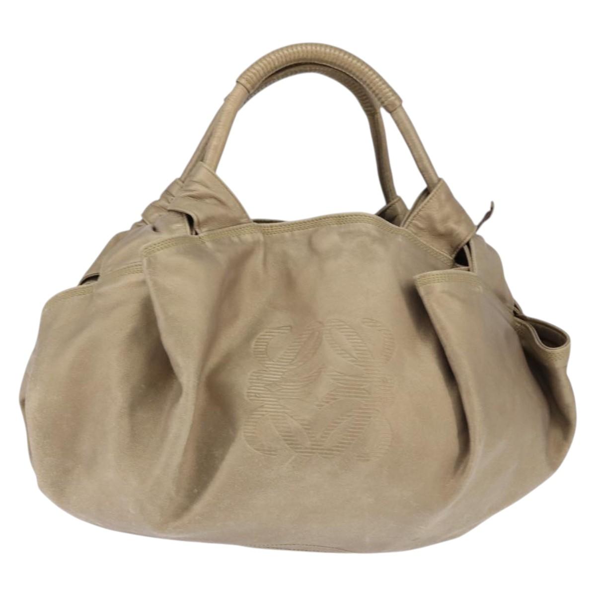 LOEWE Anagram Nappa Aire Hand Bag Leather Gold Auth 145155