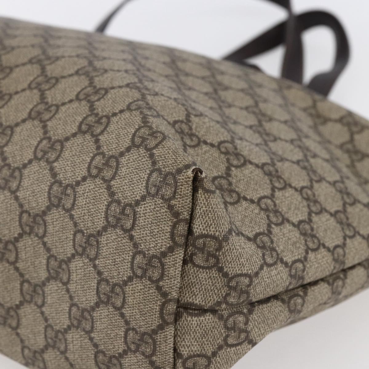 GUCCI GG Supreme Tote Bag PVC Beige Silver 211137 Auth 145157