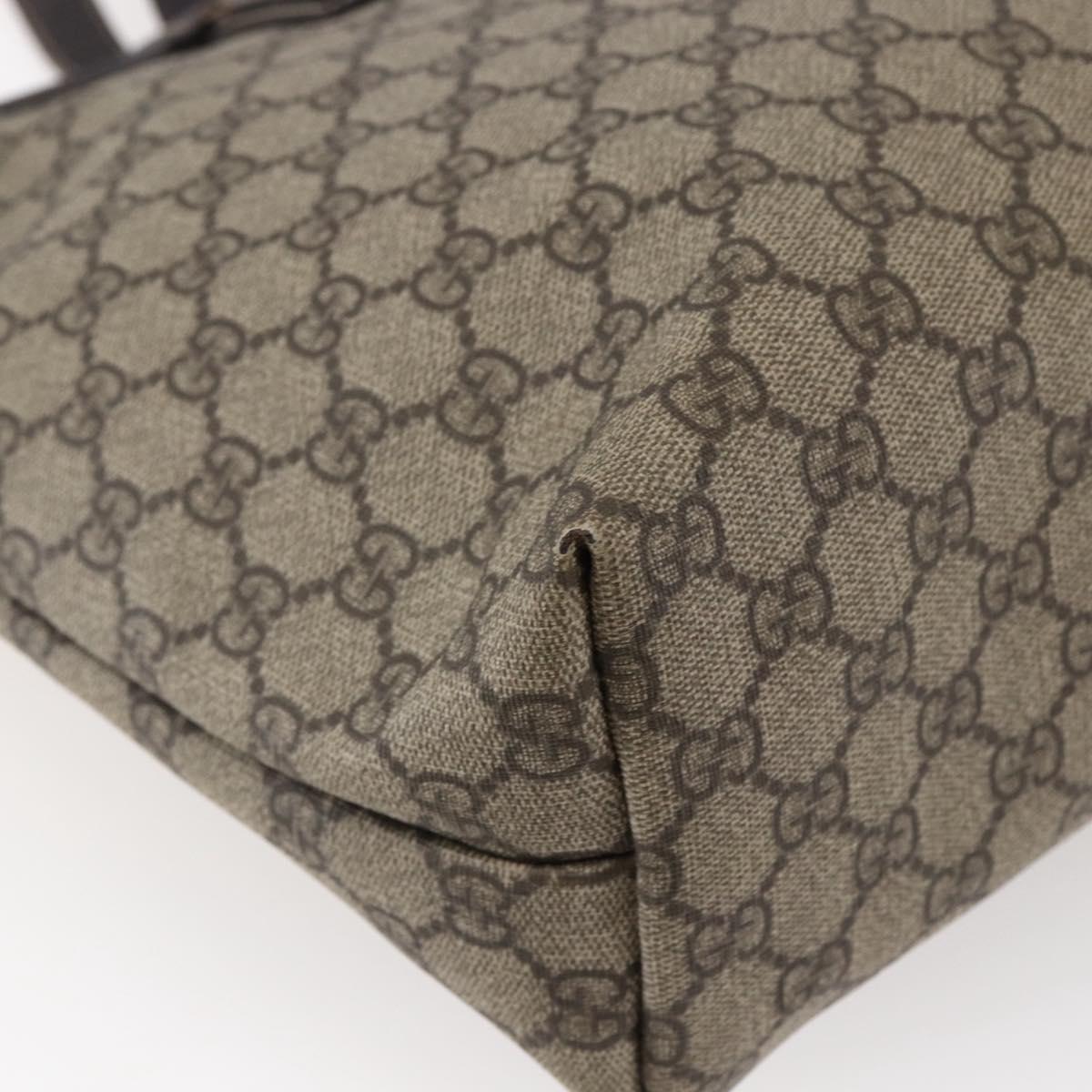 GUCCI GG Supreme Tote Bag PVC Beige Silver 211137 Auth 145157