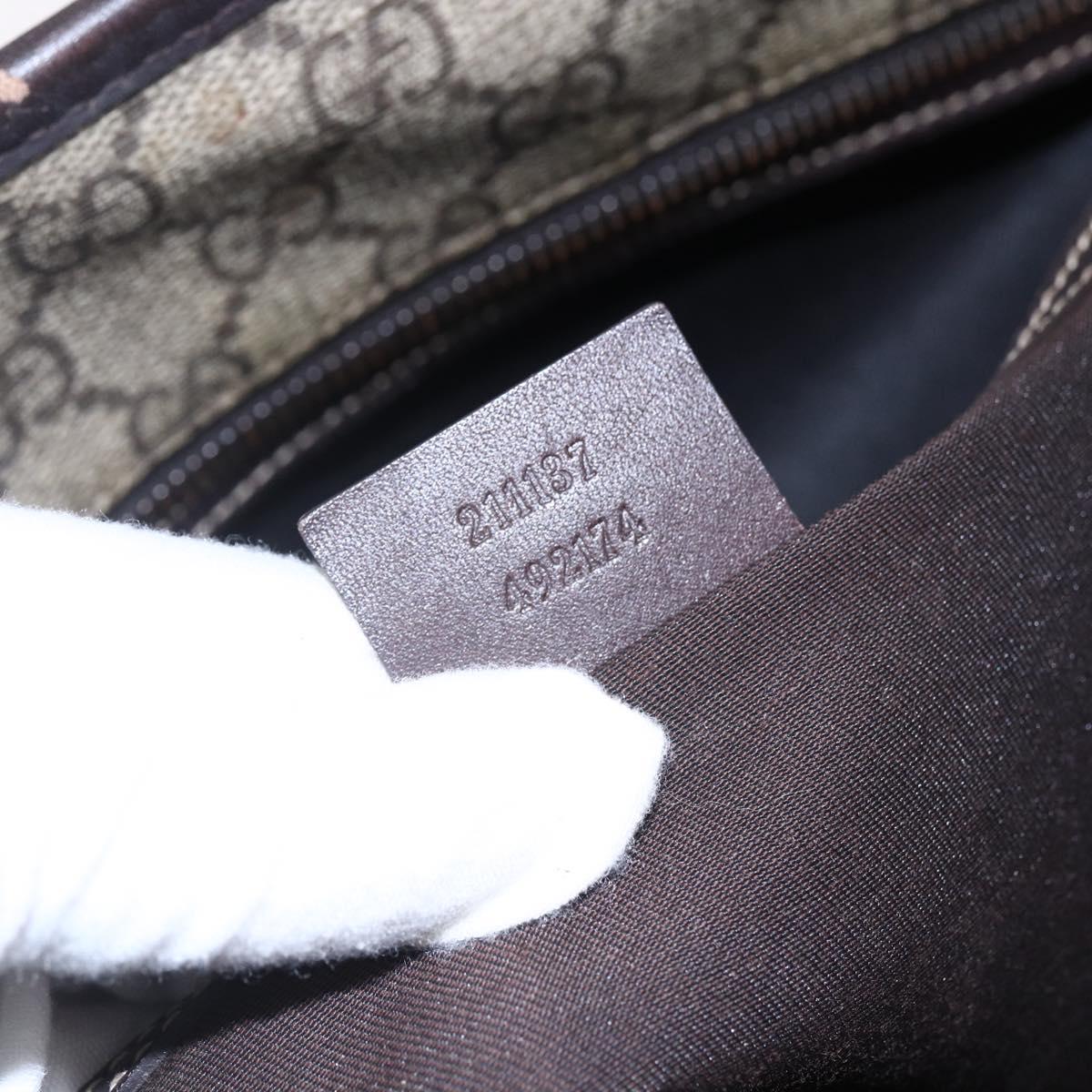GUCCI GG Supreme Tote Bag PVC Beige Silver 211137 Auth 145157