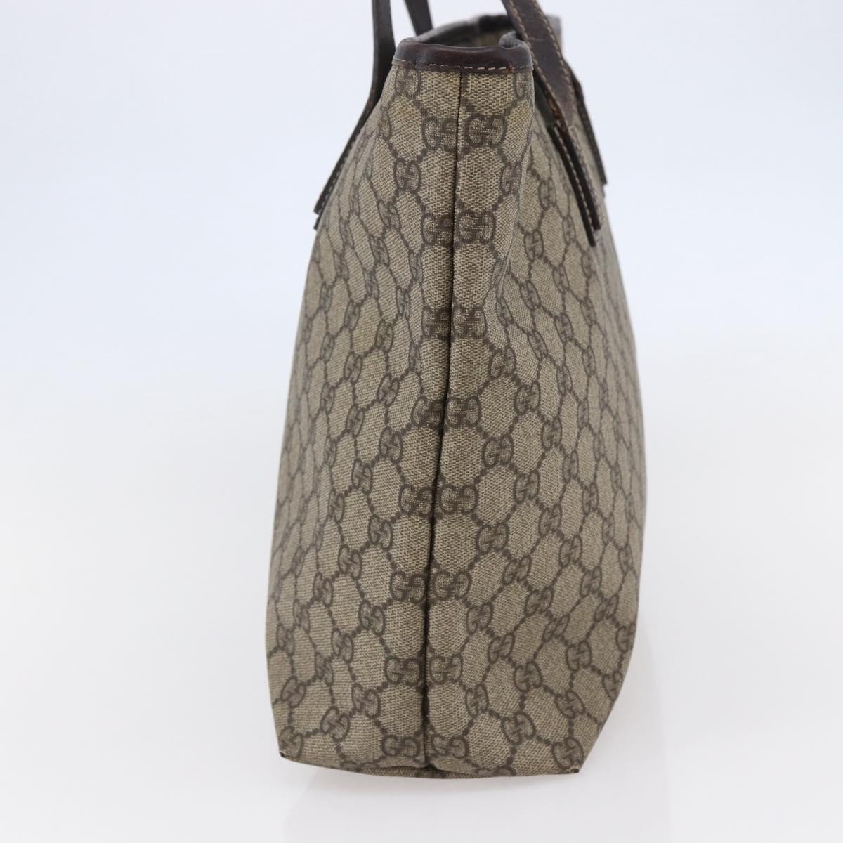 GUCCI GG Supreme Tote Bag PVC Beige Silver 211137 Auth 145157
