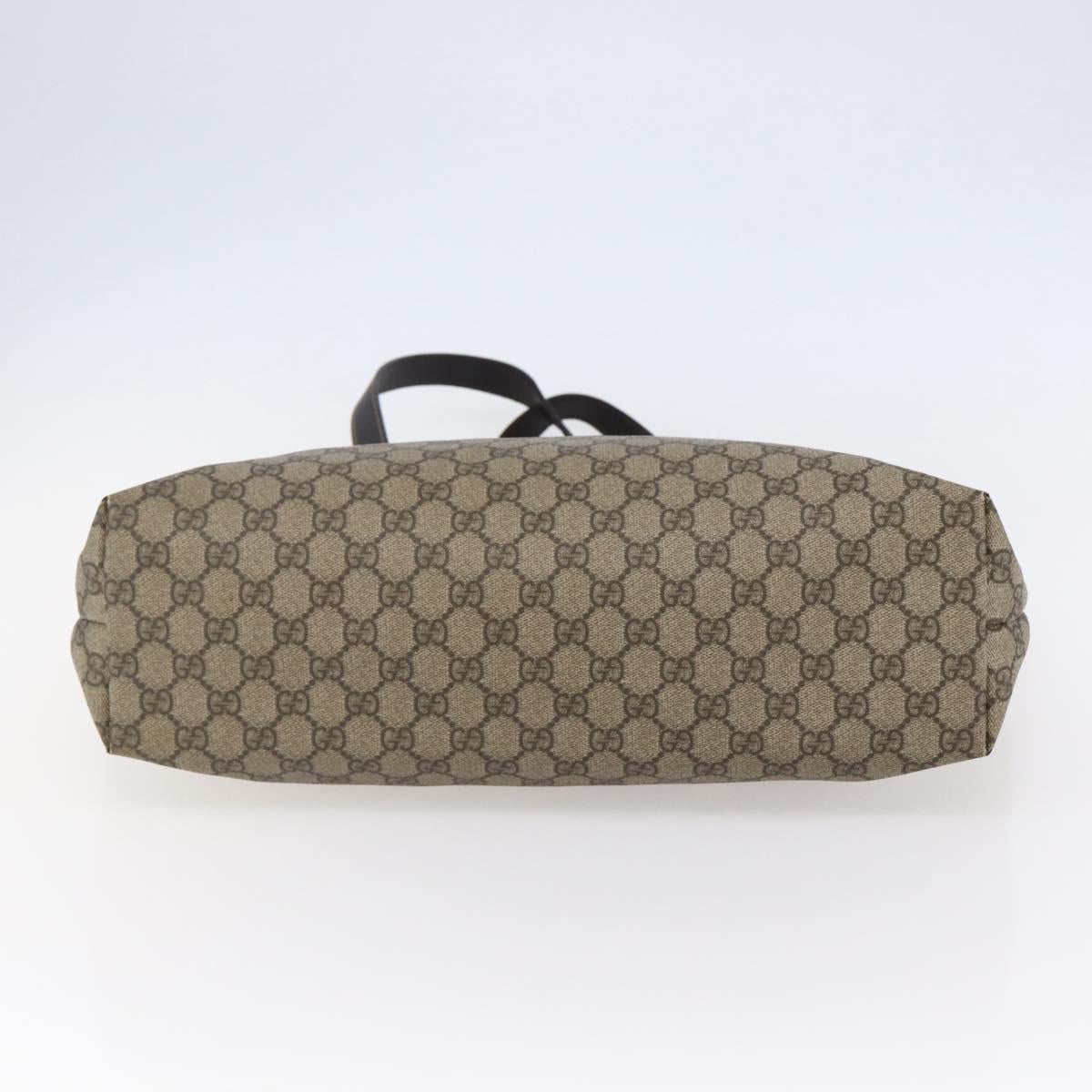 GUCCI GG Supreme Tote Bag PVC Beige Silver 211137 Auth 145157
