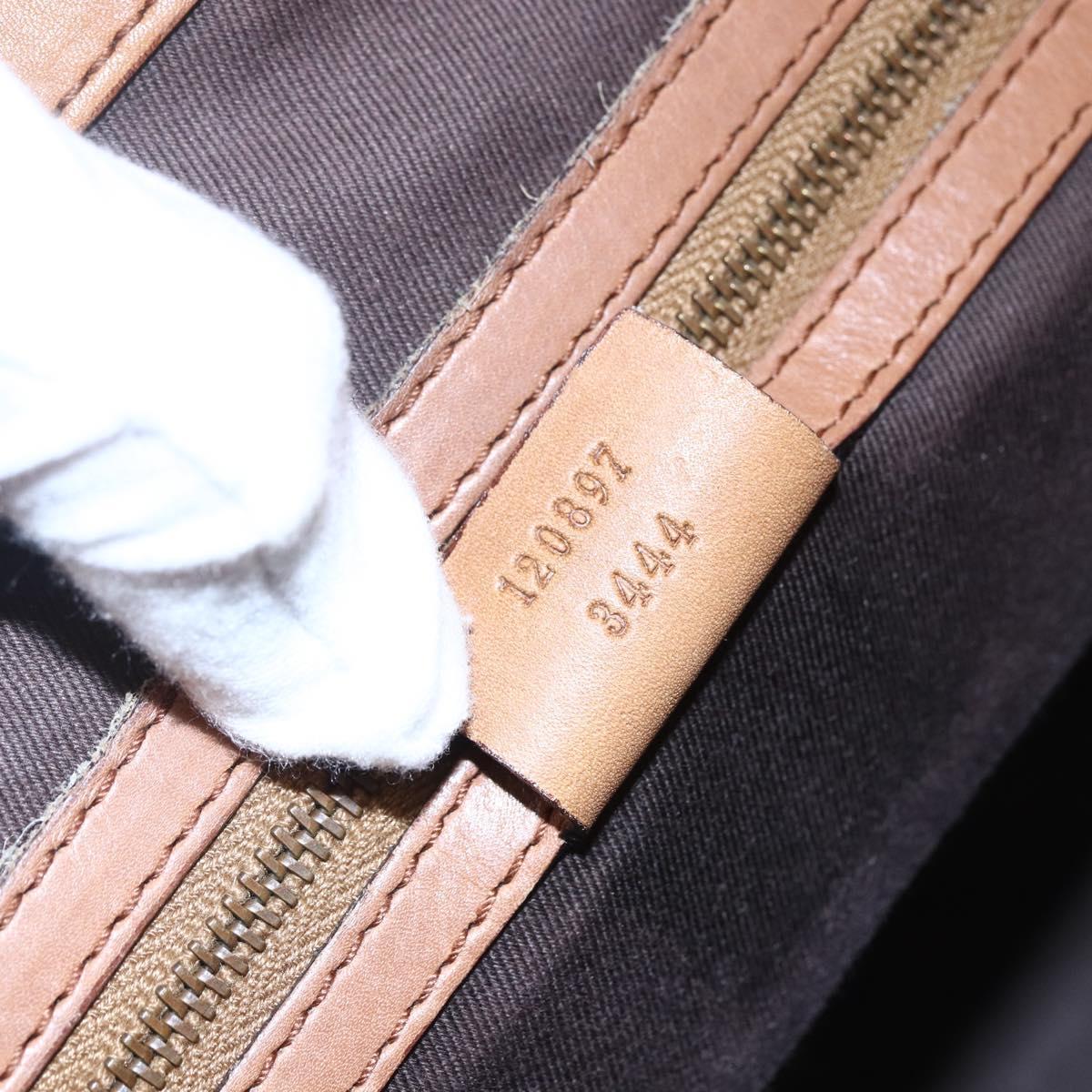 GUCCI GG Canvas Tote Bag Suede Beige Gold 120897 Auth 145158