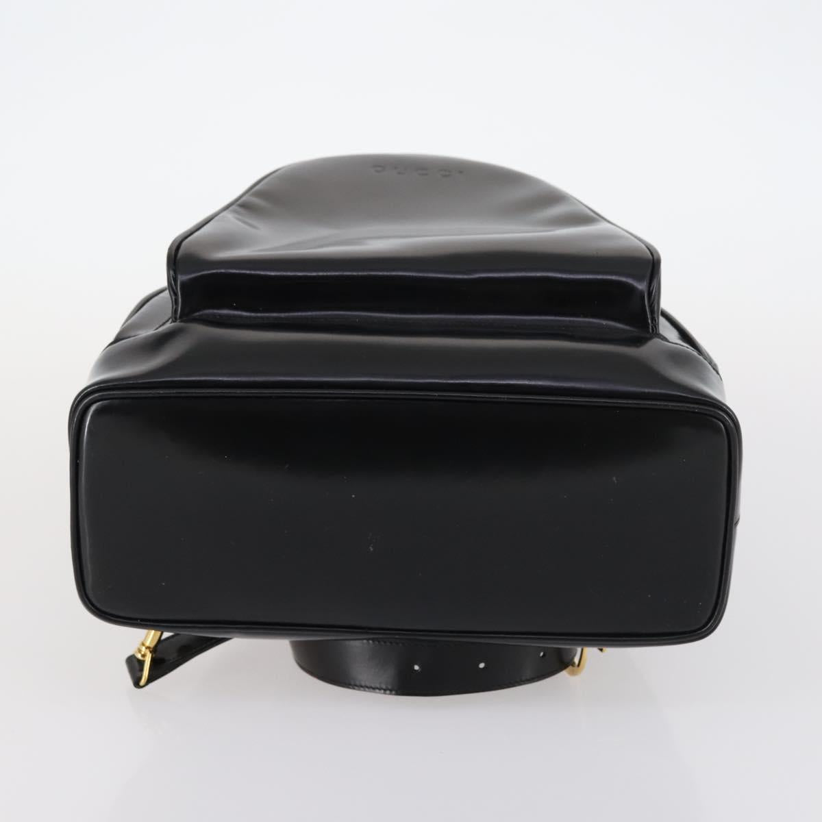 GUCCI Bamboo Body Bag Patent leather Black Gold 003 3444 0027 Auth 145161