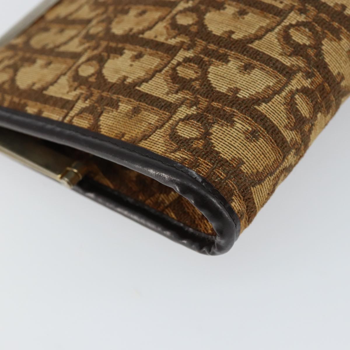 Christian Dior Trotter Canvas Clutch Bag Brown Gold Auth 145163