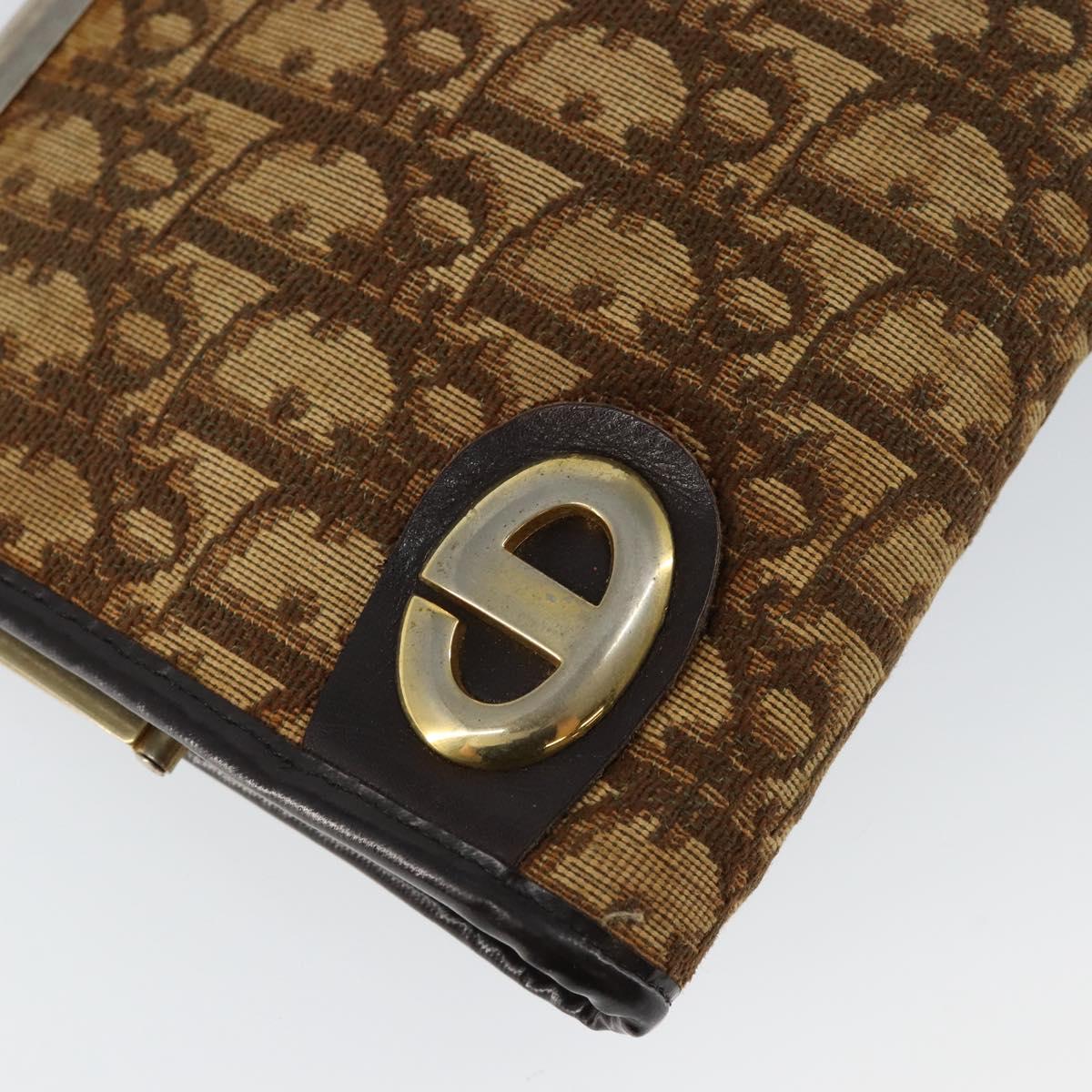 Christian Dior Trotter Canvas Clutch Bag Brown Gold Auth 145163