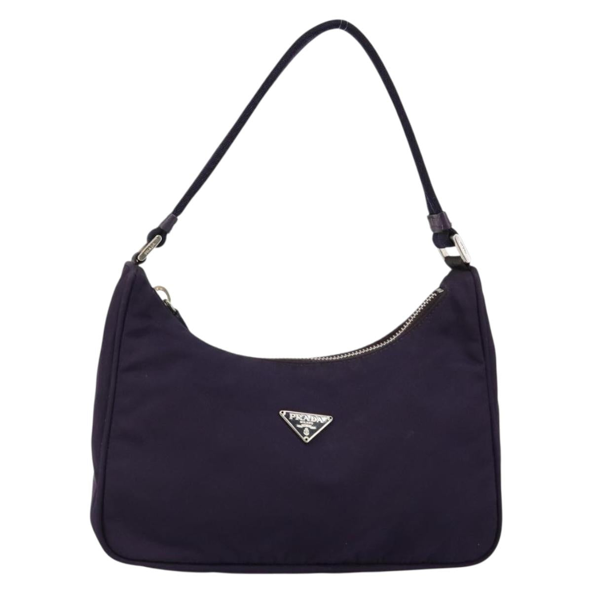 PRADA Hand Bag Nylon Purple Silver Auth 145166