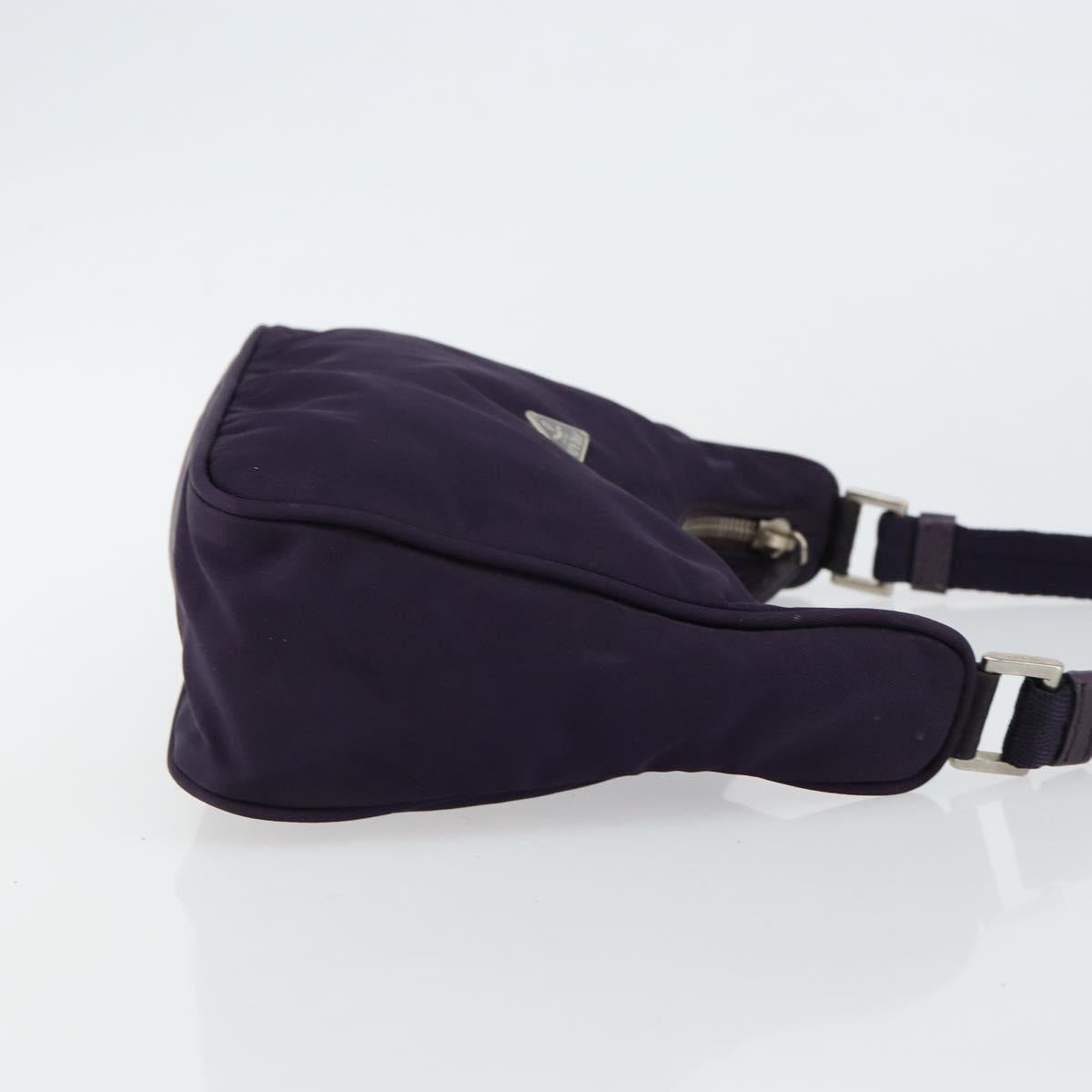 PRADA Hand Bag Nylon Purple Silver Auth 145166