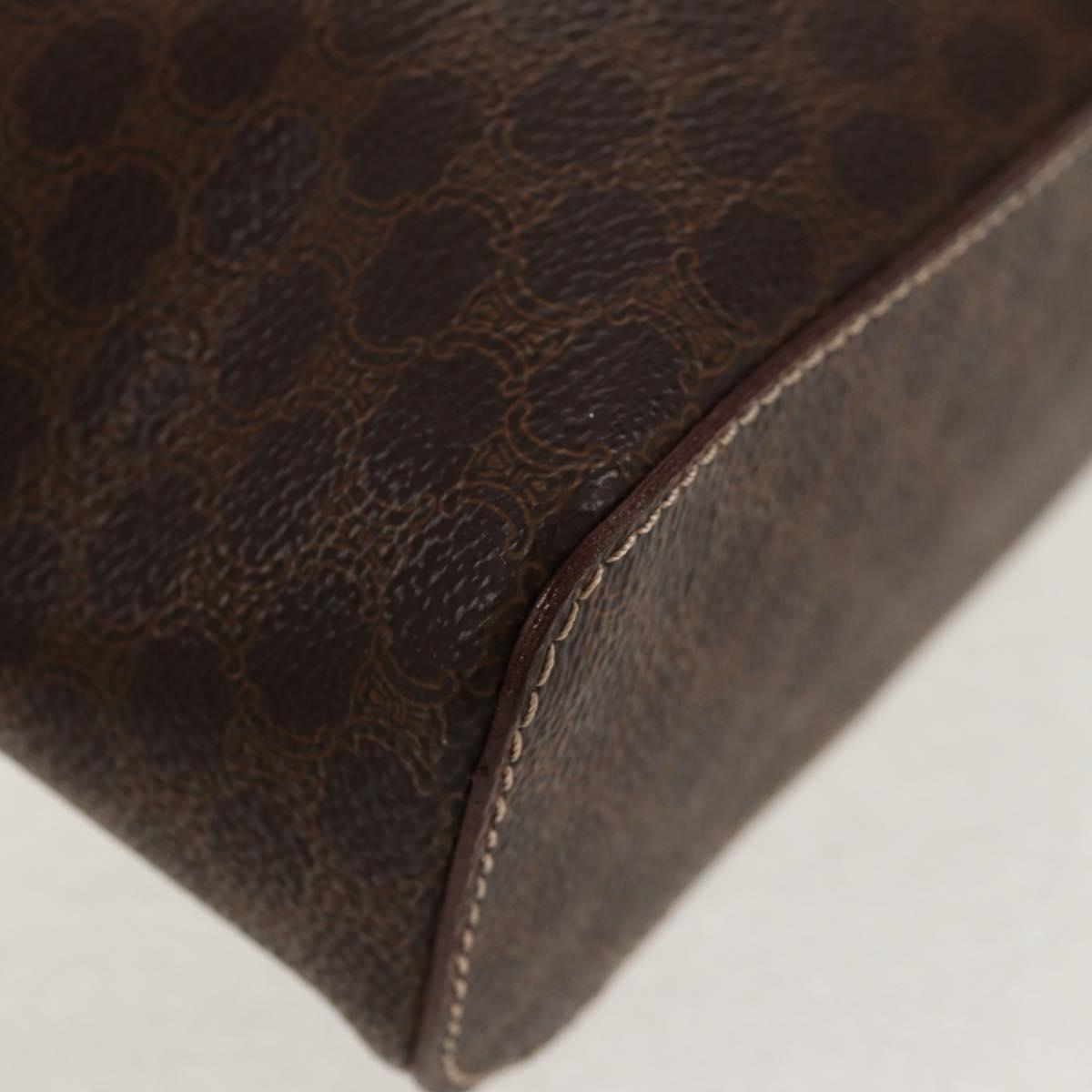 CELINE Macadam Canvas Hand Bag PVC Leather Brown Gold Auth 145189V
