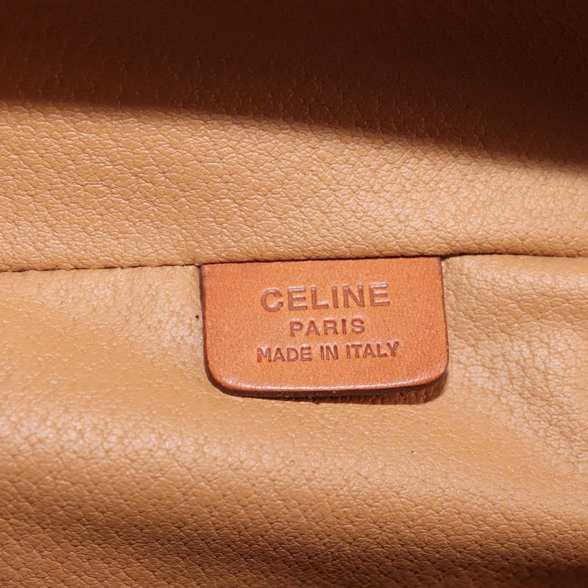 CELINE Macadam Canvas Hand Bag PVC Leather Brown Gold Auth 145189V