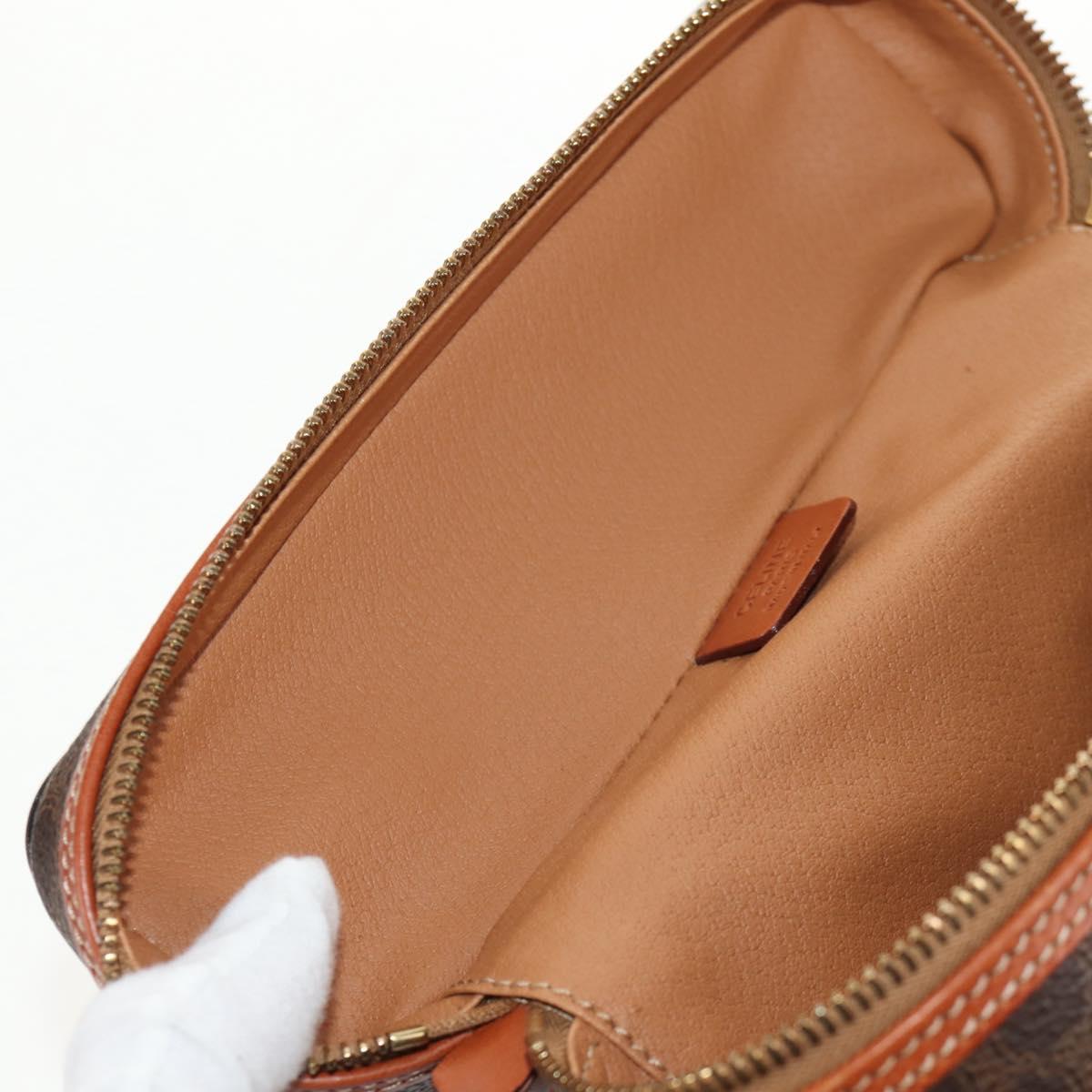 CELINE Macadam Canvas Hand Bag PVC Leather Brown Gold Auth 145189V