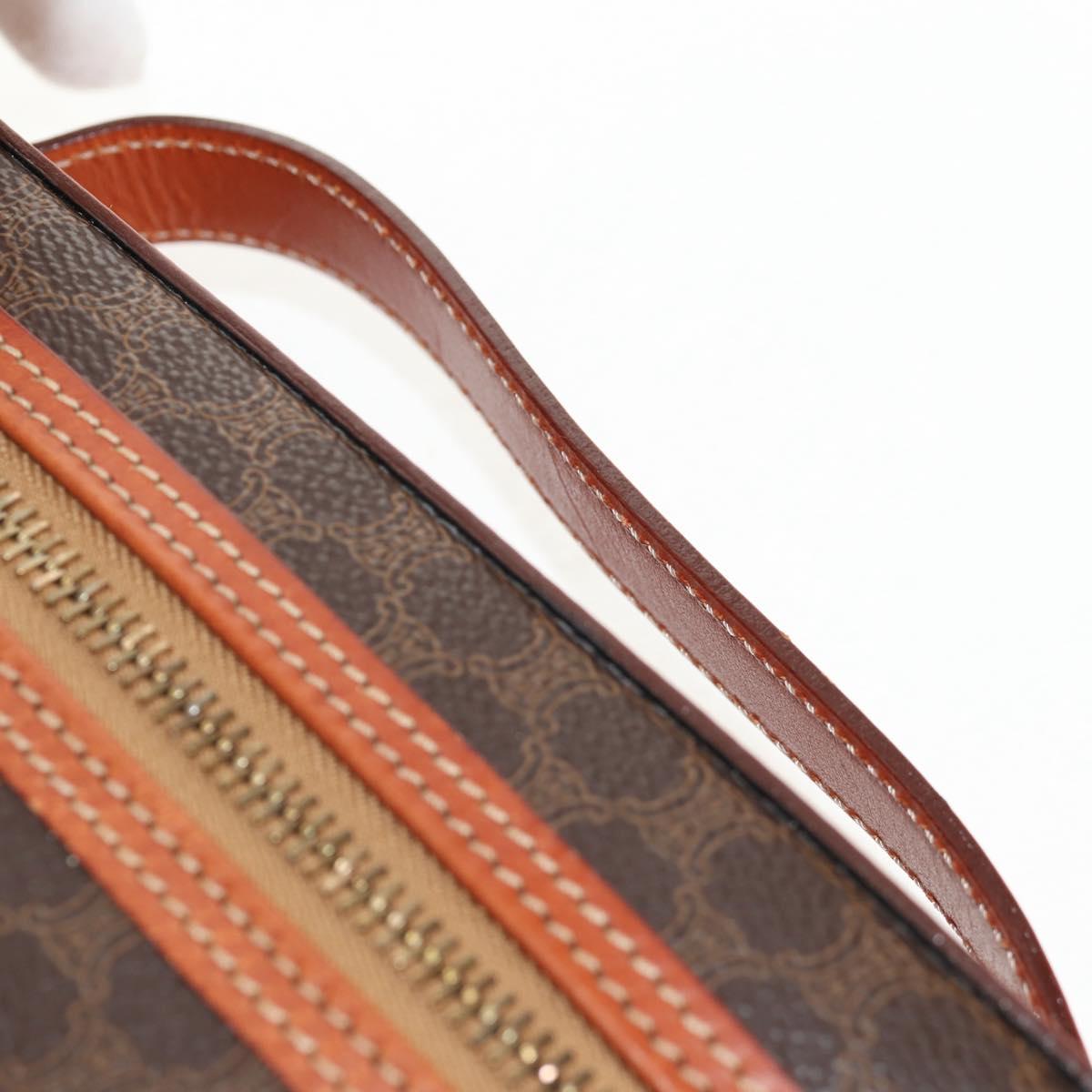 CELINE Macadam Canvas Hand Bag PVC Leather Brown Gold Auth 145189V