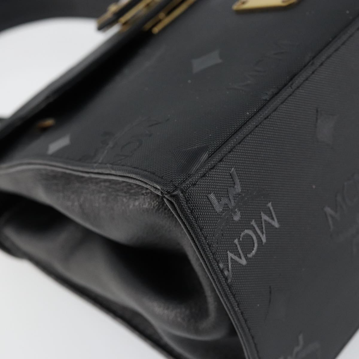 MCM Vicetos Logogram Hand Bag PVC Black Gold Auth 145191