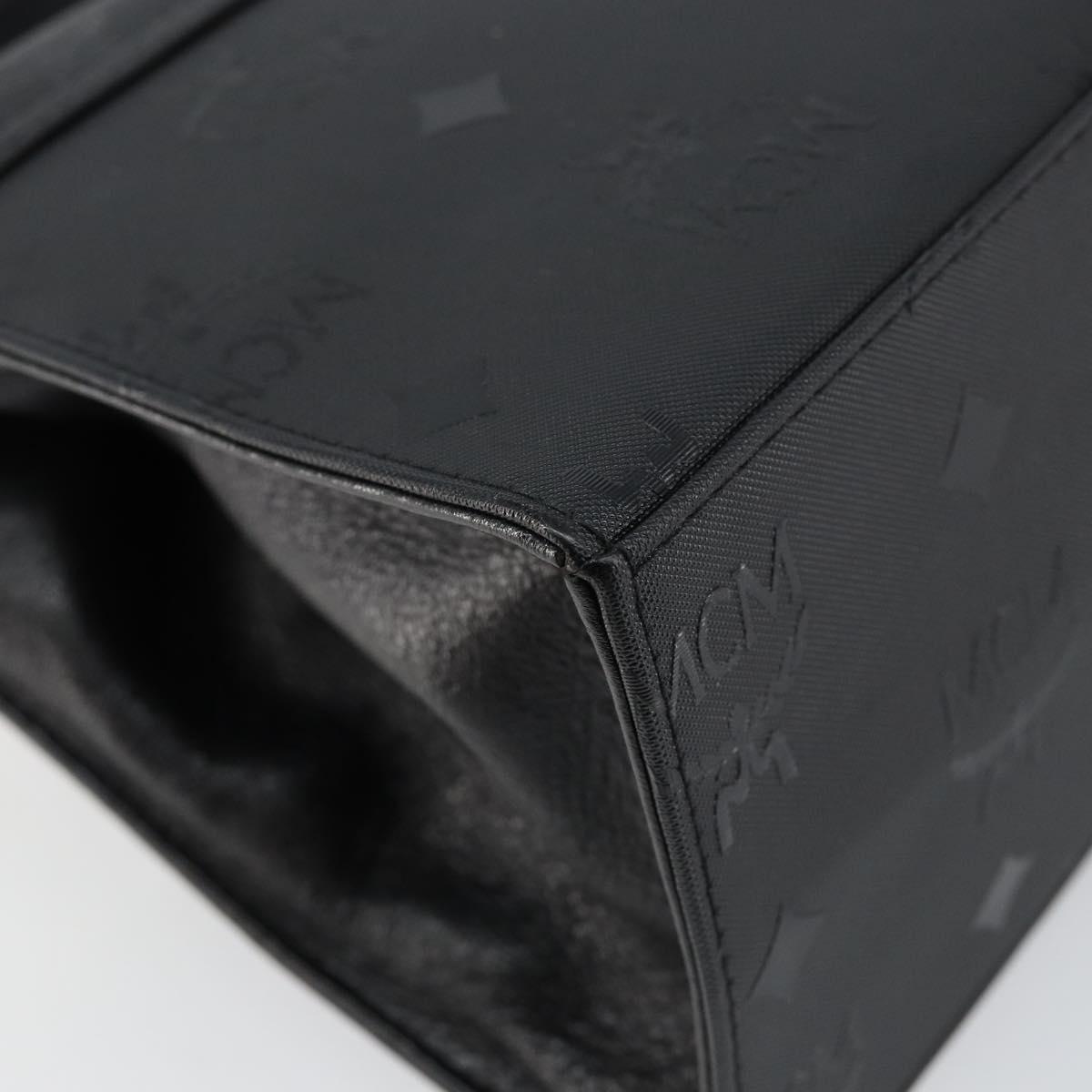 MCM Vicetos Logogram Hand Bag PVC Black Gold Auth 145191