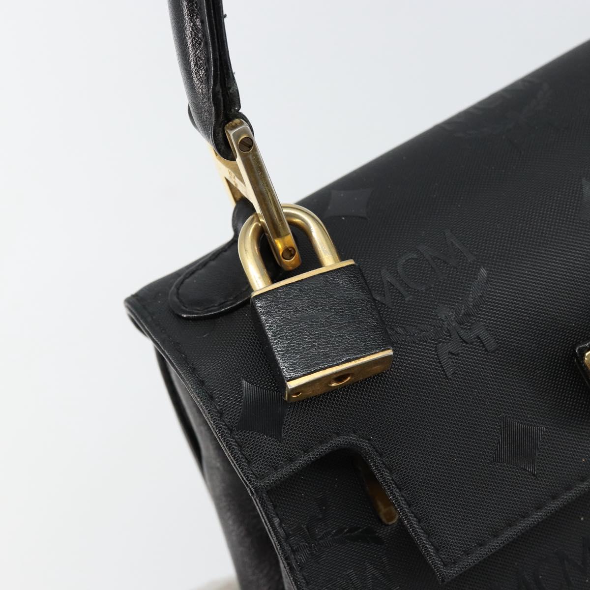 MCM Vicetos Logogram Hand Bag PVC Black Gold Auth 145191