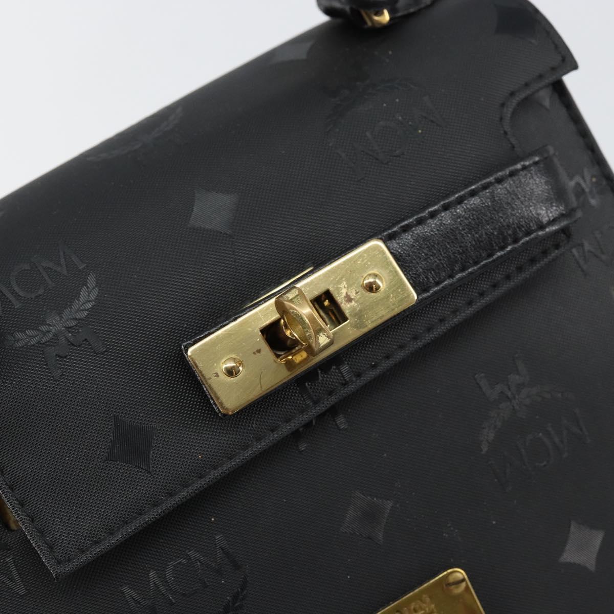 MCM Vicetos Logogram Hand Bag PVC Black Gold Auth 145191