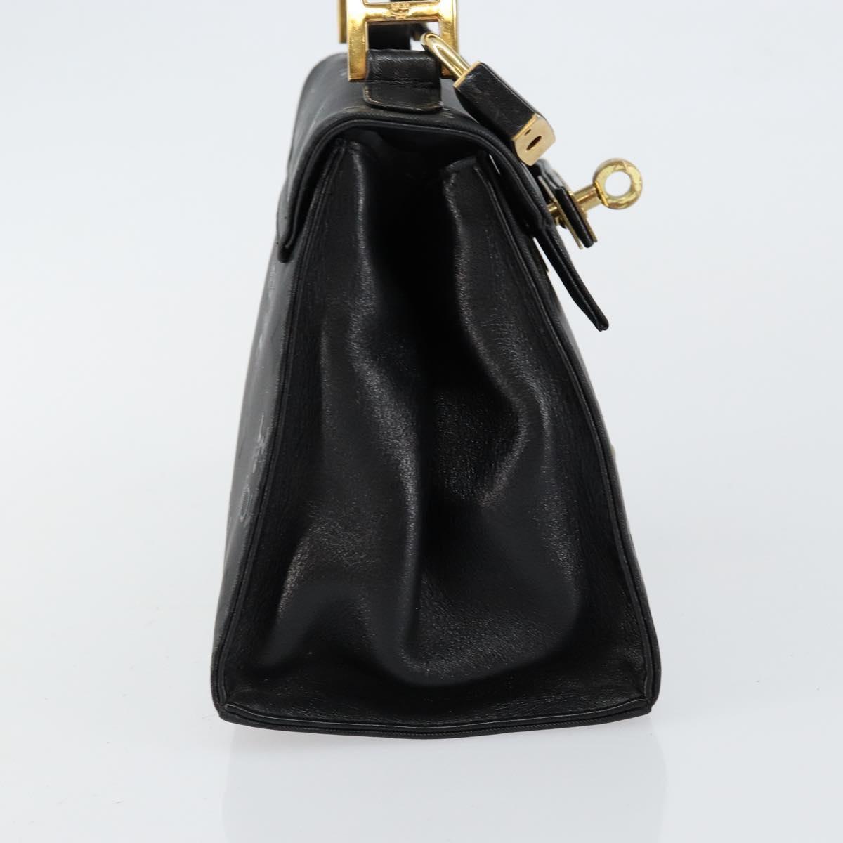 MCM Vicetos Logogram Hand Bag PVC Black Gold Auth 145191