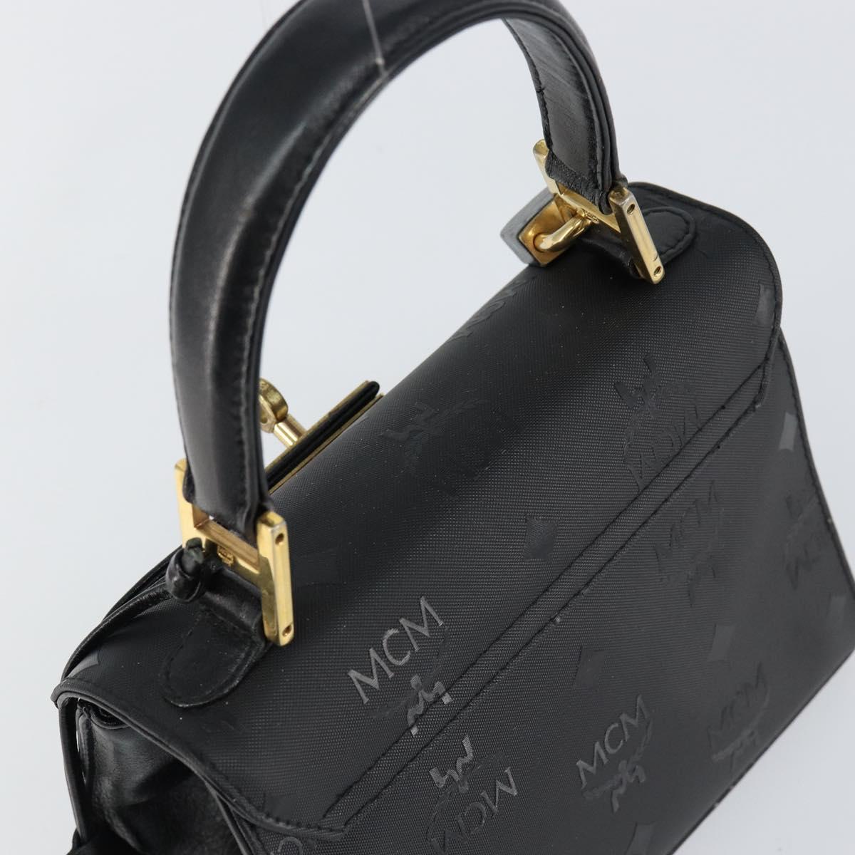 MCM Vicetos Logogram Hand Bag PVC Black Gold Auth 145191