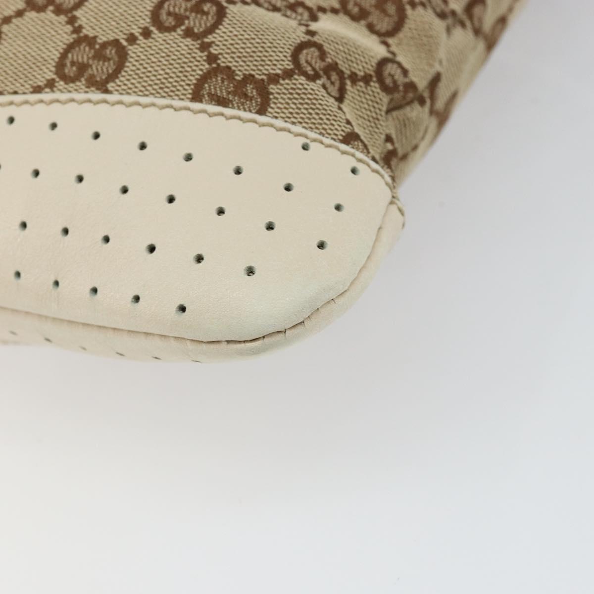 GUCCI GG Canvas Shoulder Bag Beige Silver 145857 Auth 145193