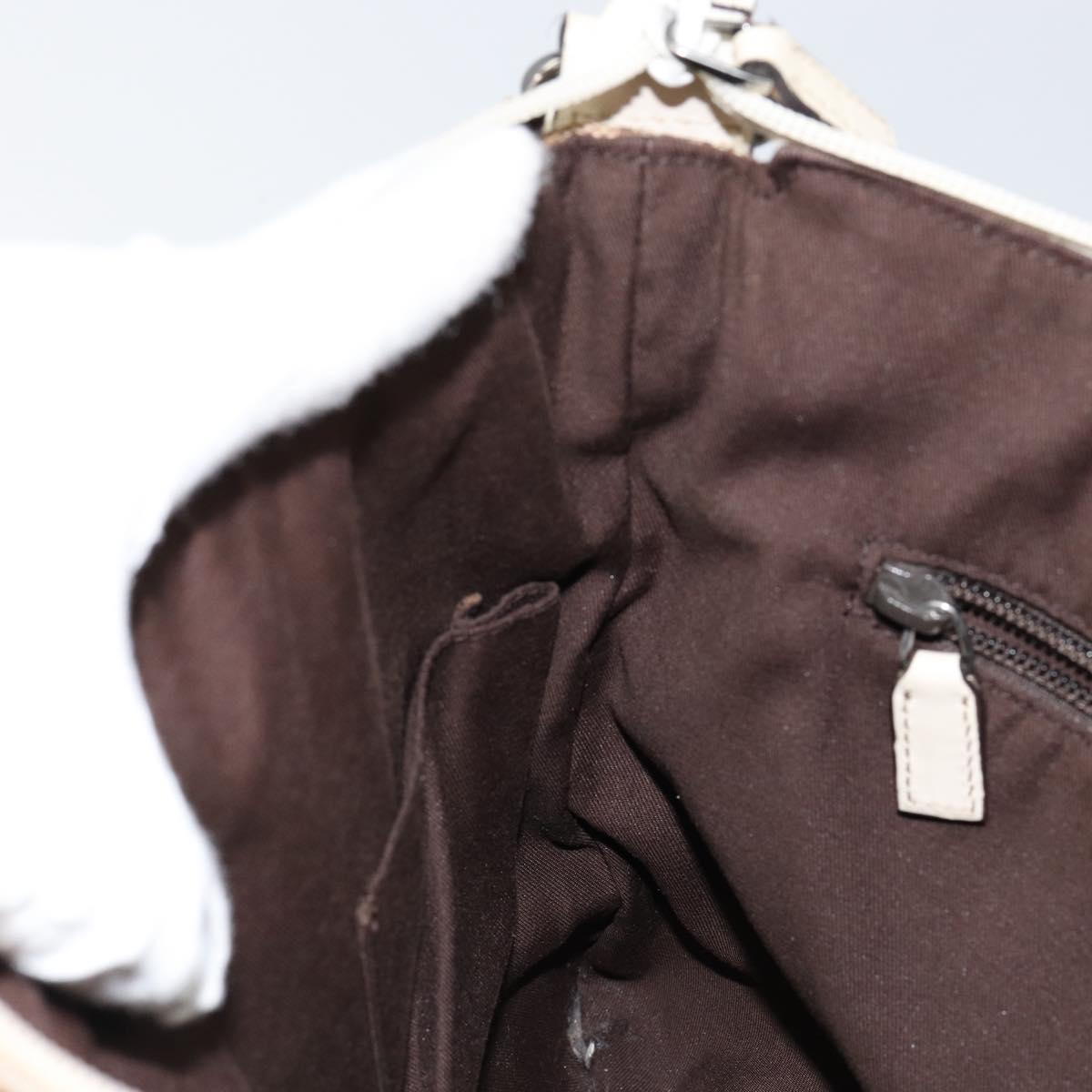 GUCCI GG Canvas Shoulder Bag Beige Silver 145857 Auth 145193