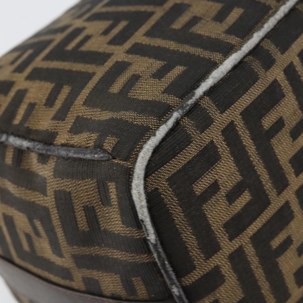 FENDI Zucca Canvas Hand Bag Black Brown Auth 145200