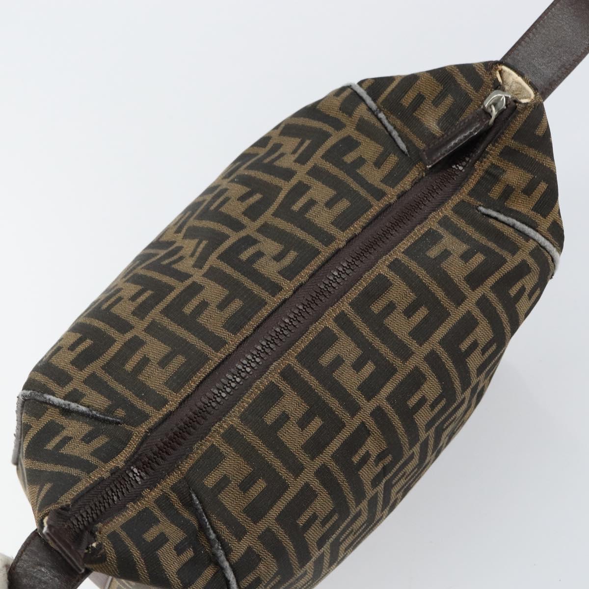FENDI Zucca Canvas Hand Bag Black Brown Auth 145200
