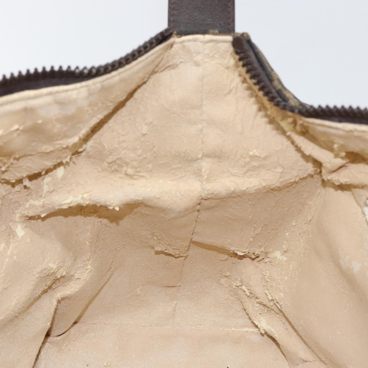 FENDI Zucca Canvas Hand Bag Black Brown Auth 145200