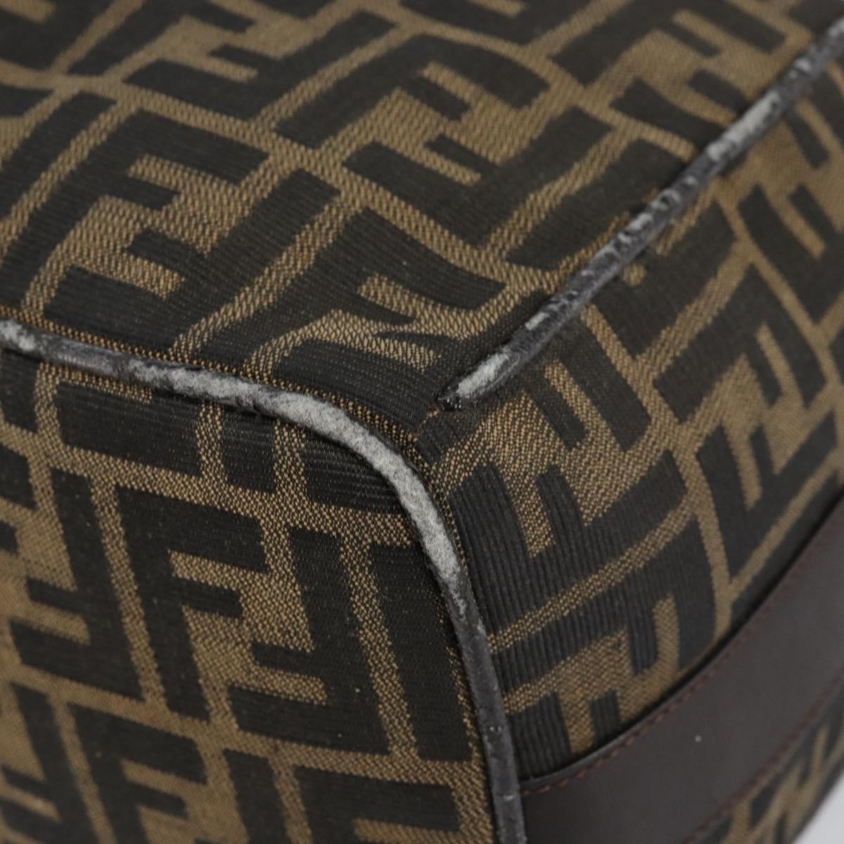 FENDI Zucca Canvas Hand Bag Black Brown Auth 145200
