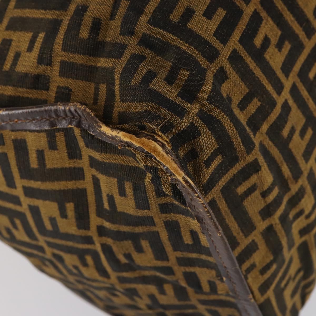 FENDI Zucca Canvas Hand Bag Vintage Black Brown Auth 145201
