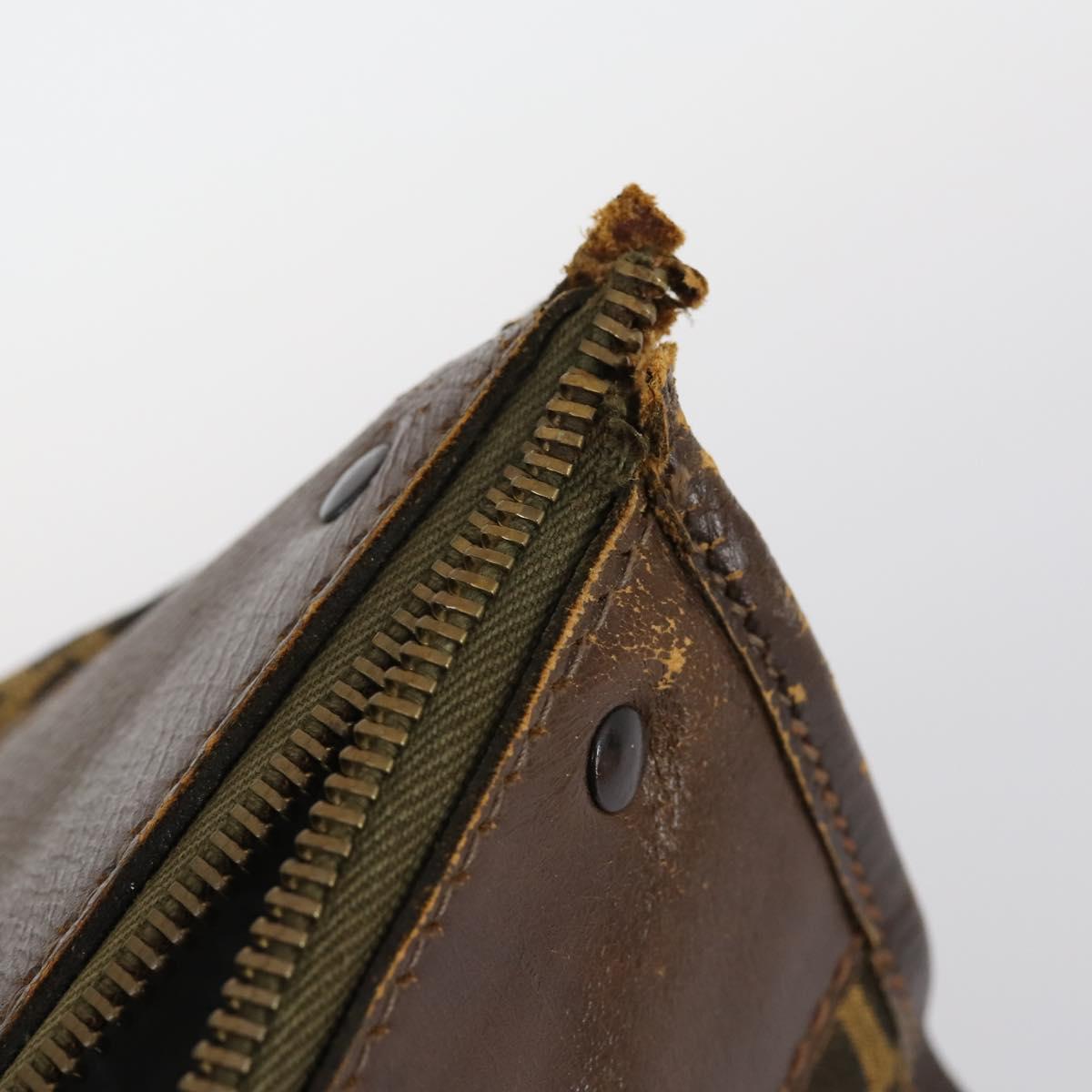 FENDI Zucca Canvas Hand Bag Vintage Black Brown Auth 145201
