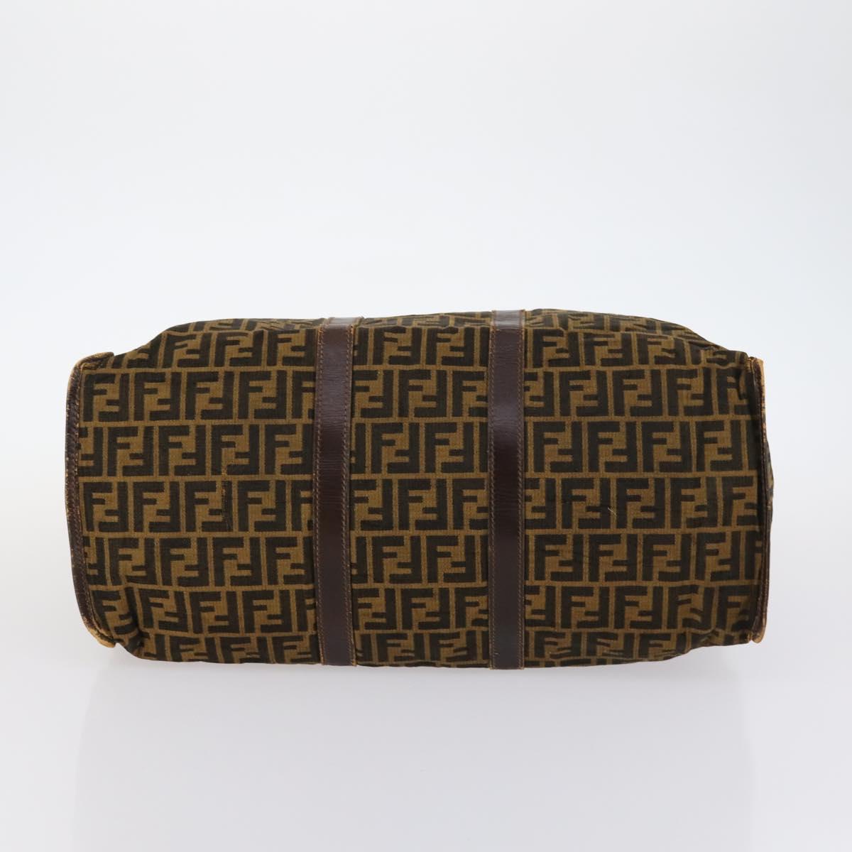 FENDI Zucca Canvas Hand Bag Vintage Black Brown Auth 145201