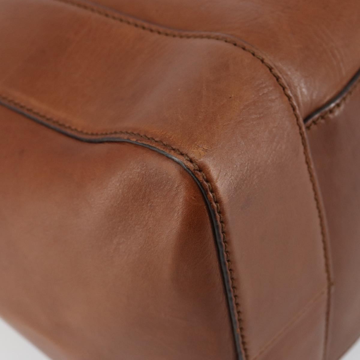 GUCCI Tote Bag Leather Gold Brown 296877 Auth 145208